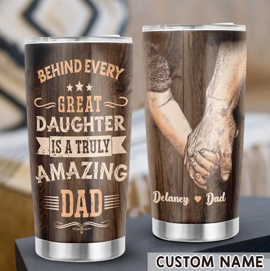Personalized Amaizing Dad Dad Tumbler With Custom Name Fathers Day Tumbler Dad Gift From Daughter